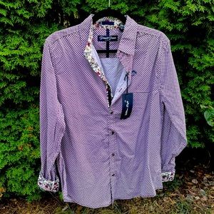 Red floral button down